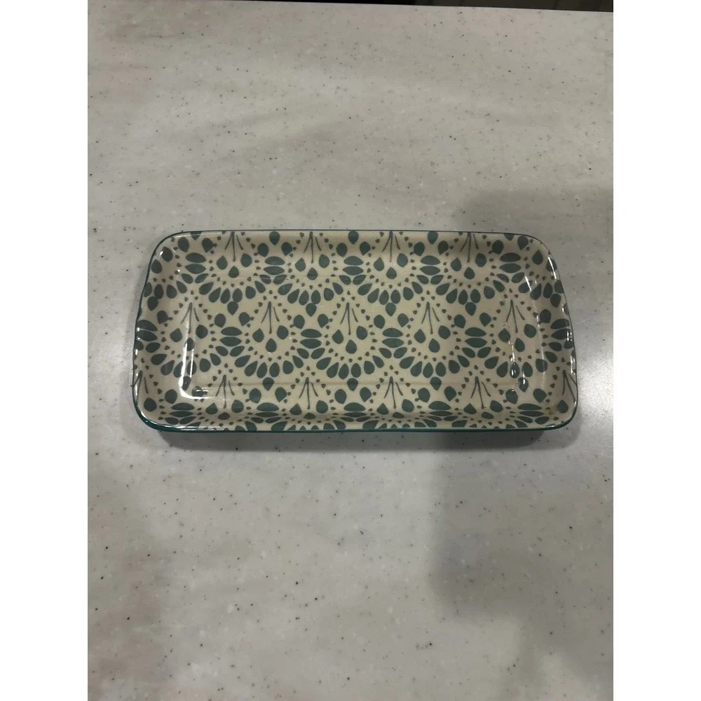 The Pioneer Woman Vintage Floral Butter Dish Stoneware Teal Red Cream PRECIOUS